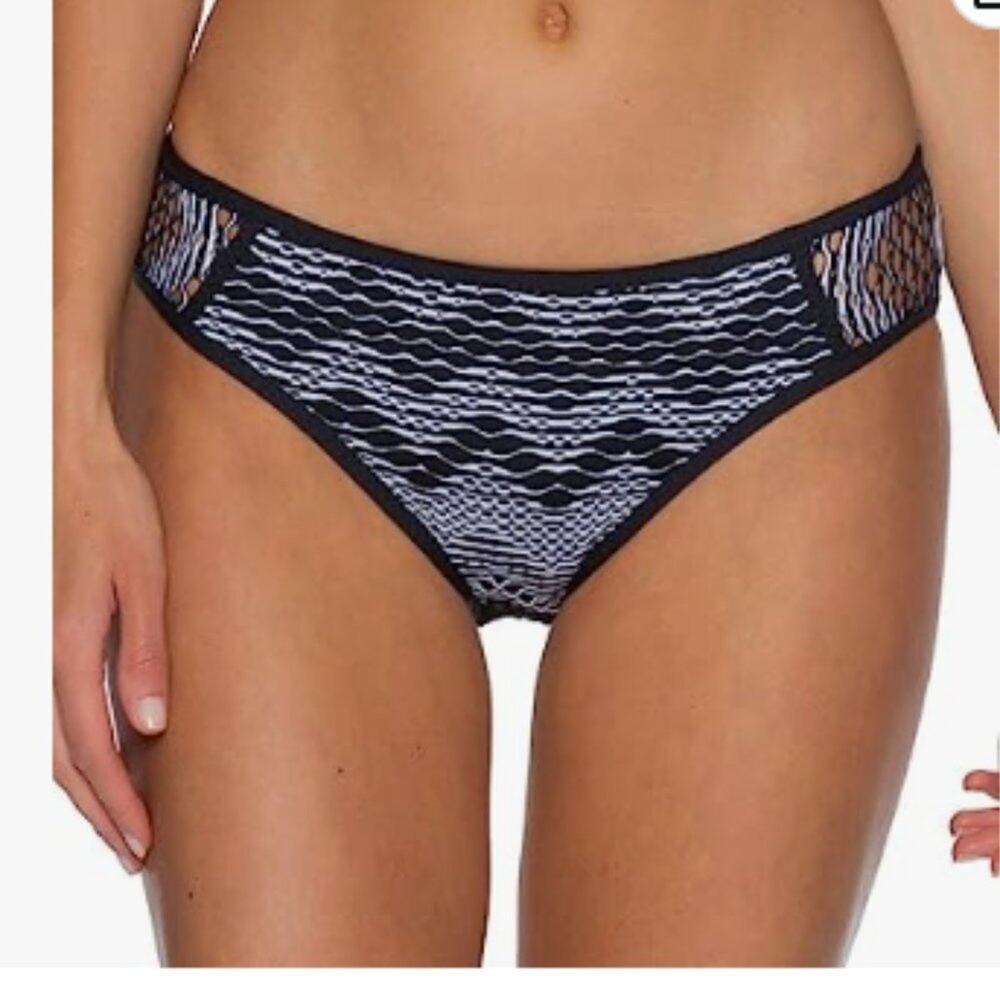 Becca Women's Black White Virtue Reveal Hipster Swim  Bottoms Size M